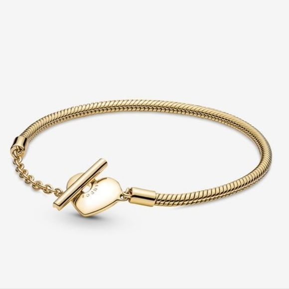 Pandora Moments Heart T-Bar Snake Chain Bracelet - Picture 1 of 11